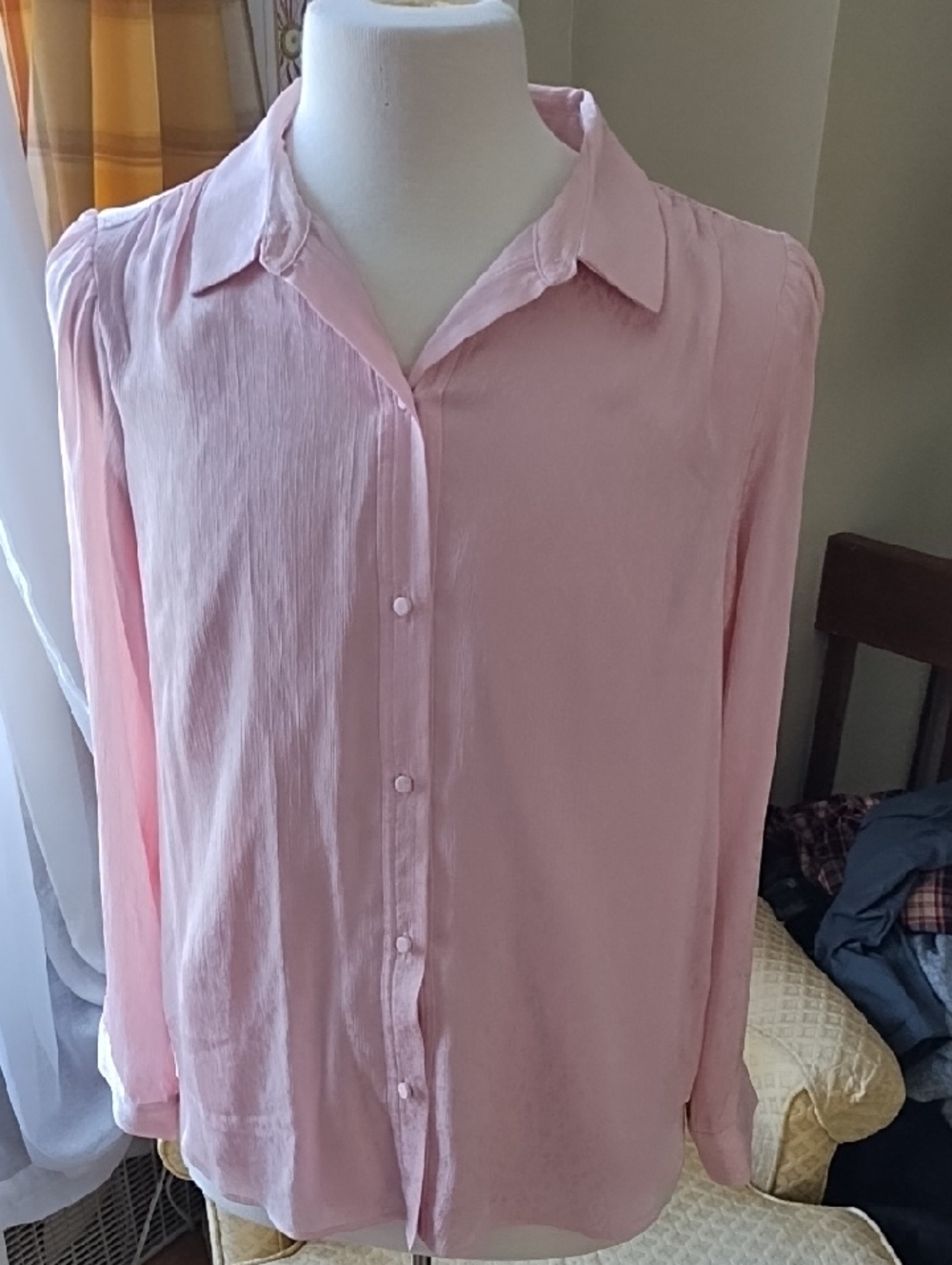 LC Lauren Conrad Light Pink Button-Front Blouse